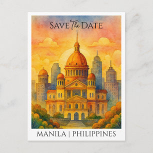 Cartão Postal Anúncio de Salve a Data Manila Filipinas
