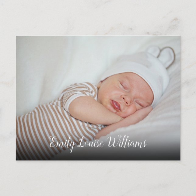 Cartão Postal Anúncio de Script de Foto de Bebê Simples (Frente)