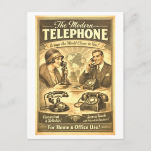 Cartão Postal Anúncio de Telefone ao Estilo Vintage