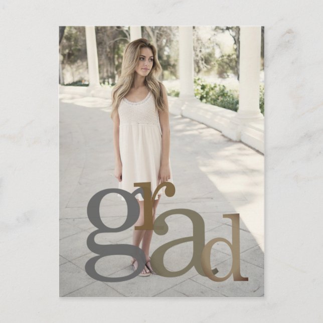 Cartão Postal Anúncio de Tons Neutrais de Foto do Formando Moder (Frente)
