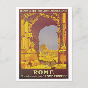 Cartão Postal Anúncio de viagem de trem para Roma Antiga
