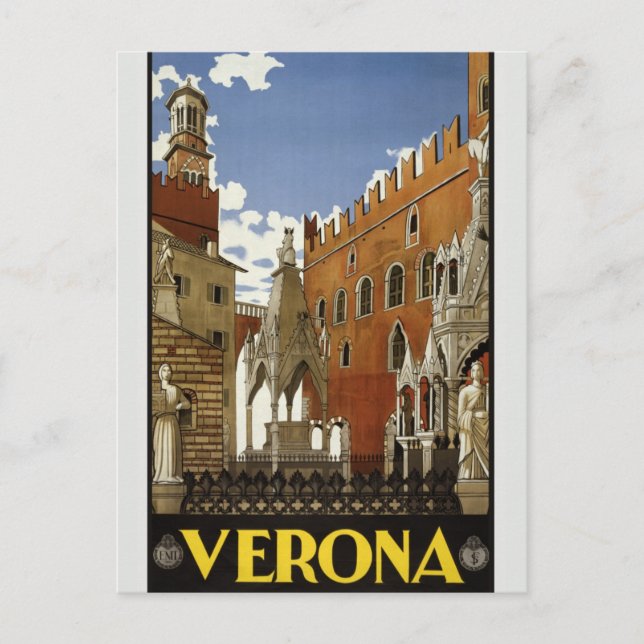 Cartão Postal Anúncio de Viagem de Verona Antiga Turismo Europa (Frente)