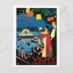 Cartão Postal Anúncio de viagem francês de Vichy da década de 19