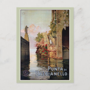 Cartão Postal Anúncio de viagem italiano de 1920 do Lago de Como