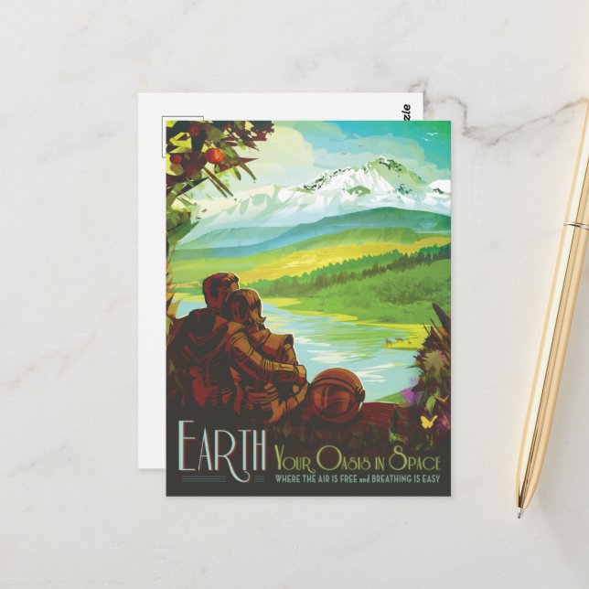 Cartão Postal Anúncio de Viagens Ficção Científica, Planeta Terr (Frente/Verso In Situ)