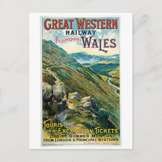 Cartão Postal Anúncio de viagens vintage para Wales