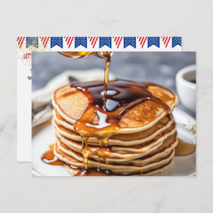 Cartão Postal Anúncio do Café da Pancake em 4 de julho
