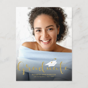 Cartão Postal Anúncio do Formando Glitter Dourado do segundo gra