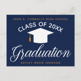 Cartão Postal Anúncio do marinho Blue Graduation Modern Formando
