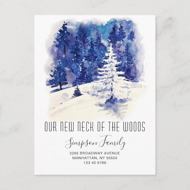 Cartão Postal Anúncio do Movimento do Inverno da Floresta (Frente)