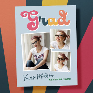 Cartão Postal Anúncio do na moda Retro Vintage 3 Photo Formando