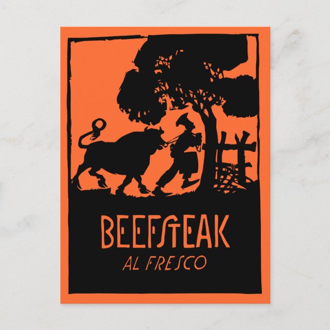Cartão Postal Anúncio do restaurante de bife (Frente)