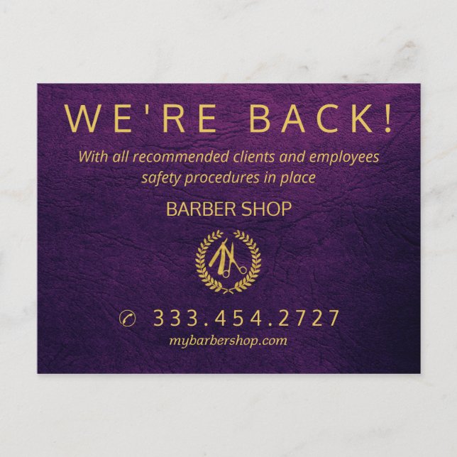 Cartão Postal Anúncio do salão de barbeiro covid-19 na grande re (Frente)