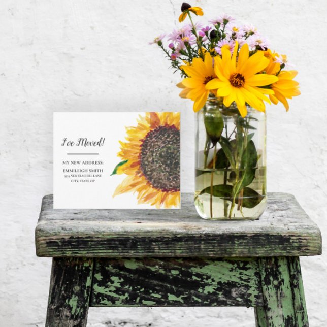 Cartão Postal Anúncio em Movimento Amarelo Girassol Branco (Criador carregado)