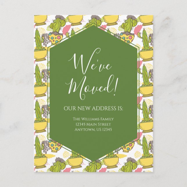 Cartão Postal Anúncio em Movimento Cactus Verde Amarelo (Frente)