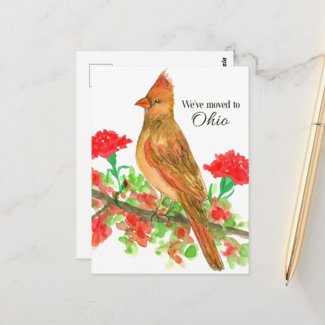 Cartão Postal Anúncio em Movimento Cravos Vermelhos Cardinais de (Frente/Verso In Situ)