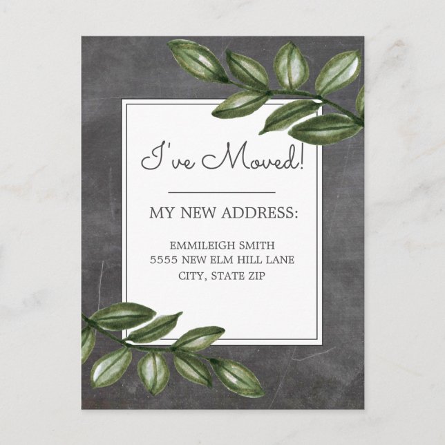 Cartão Postal Anúncio em Movimento Folha Verde do Quadro do Quad (Frente)