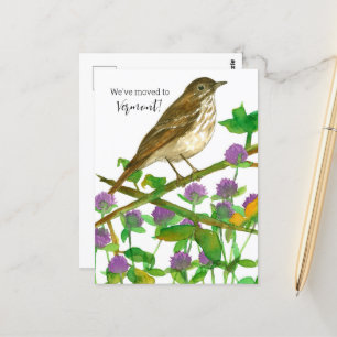 Cartão Postal Anúncio em Movimento Vermont Hermit Thrush Clover