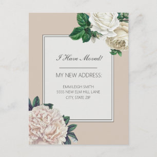 Cartão Postal Anúncio em Movimento Vintage White Floral Elegant