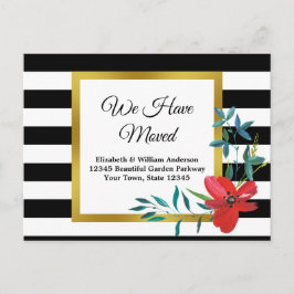 Cartão Postal Anúncio Floral e Movimento Striped Elegante