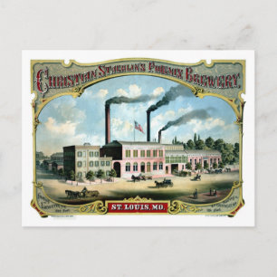 Cartão Postal Anúncio litográfico restaurado de uma antiga cerve