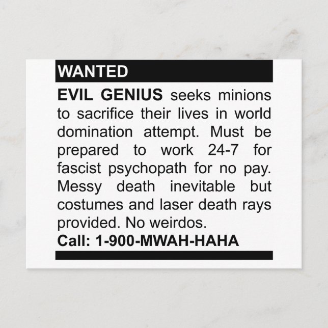 Cartão Postal Anúncio mau Genius (Frente)