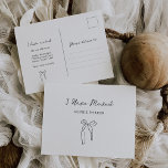 Cartão Postal Anúncio Móvel a Preto e Branco de Arco Minimalista<br><div class="desc">Esses anúncios móveis,  elegantes,  em preto e branco,  apresentam um estilo moderno e minimalista,  com roteiro manuscrito e texto clássico que diz "Eu me movi" (você pode mudar este texto facilmente). Um arco de fita desenhado à mão é apresentado numa ilustração sutil.</div>