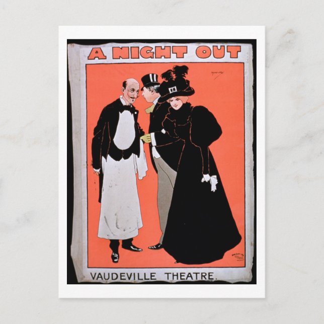 Cartão Postal Anúncio para "A Night Out", no Vaudeville (Frente)