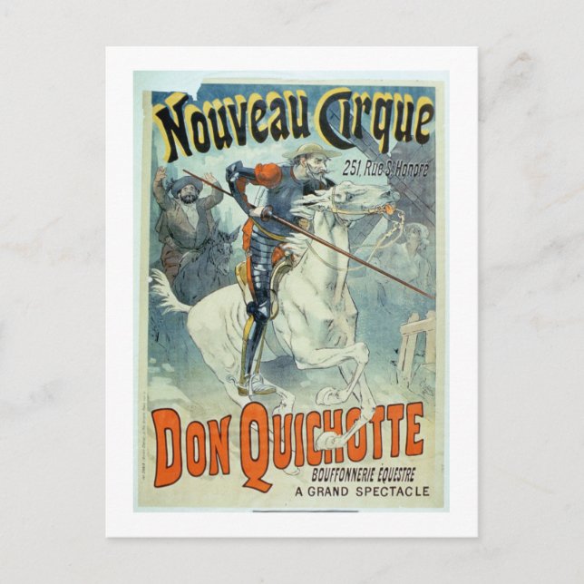 Cartão Postal Anúncio para "Don Quixote, Novo Circo", Cavalo (Frente)