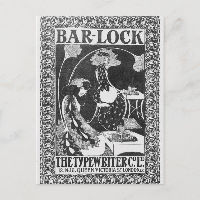 Cartão Postal Anúncio para máquinas de escrever com bloqueio de  (Frente)