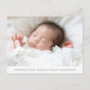 Cartão Postal Anúncio personalizado de nascimento do bebê fotogr