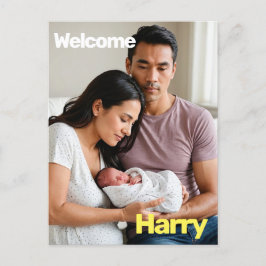 Cartão Postal Anúncio personalizado de nascimento do bebê - Míni