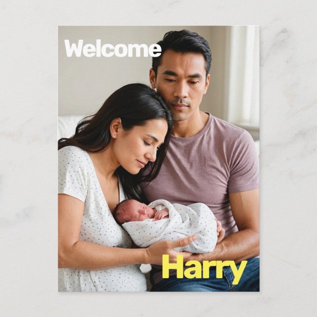 Cartão Postal Anúncio personalizado de nascimento do bebê - Míni (Frente)