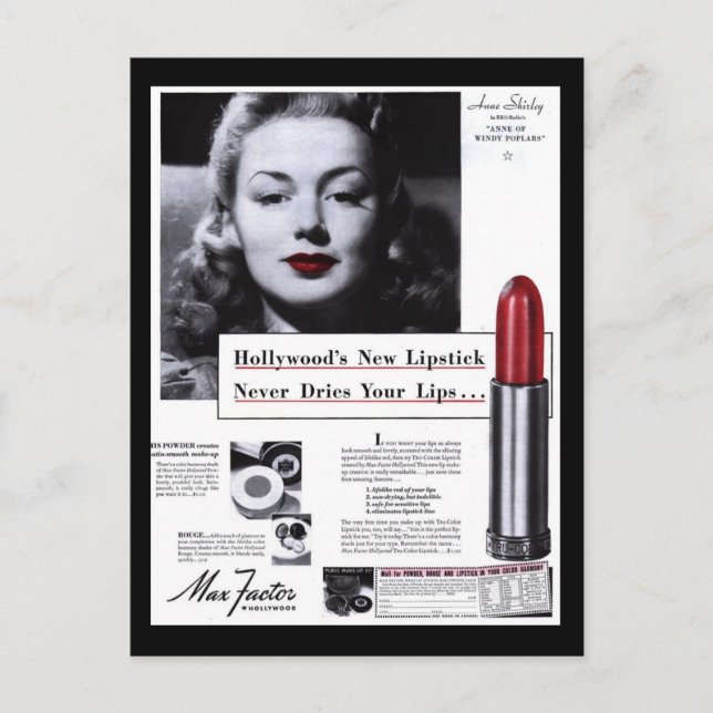 Cartão Postal Anúncio Postcard-Vintage Lipstick (Frente)