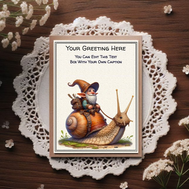 Cartão Postal Any Occasion Gnome and Elven Warrior Storybook (Criador carregado)