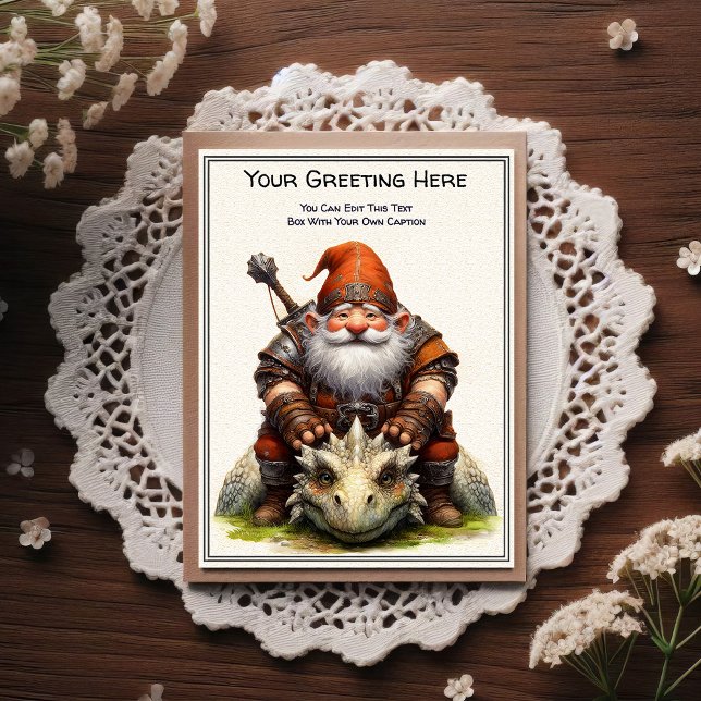 Cartão Postal Any Occasion Gnome and Elven Warrior Storybook (Criador carregado)