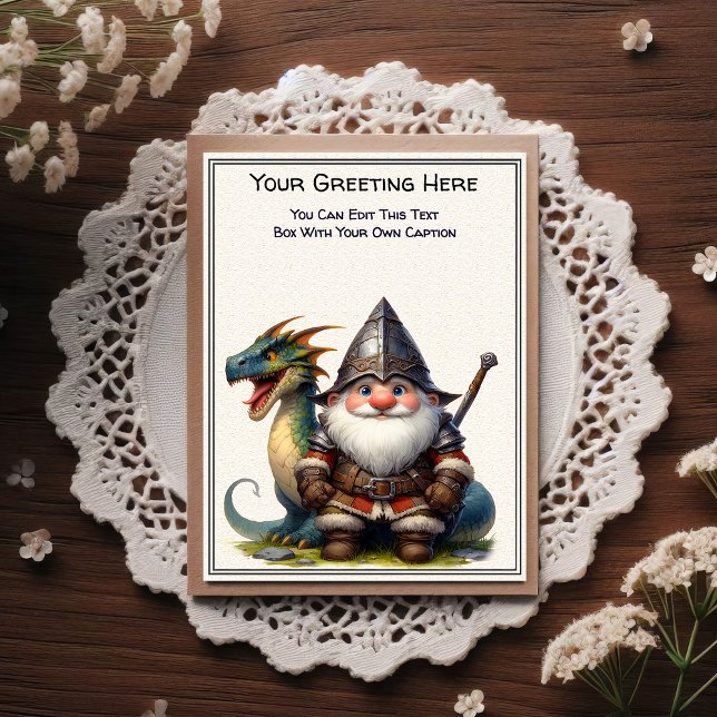 Cartão Postal Any Occasion Gnome and Elven Warrior Storybook (Criador carregado)