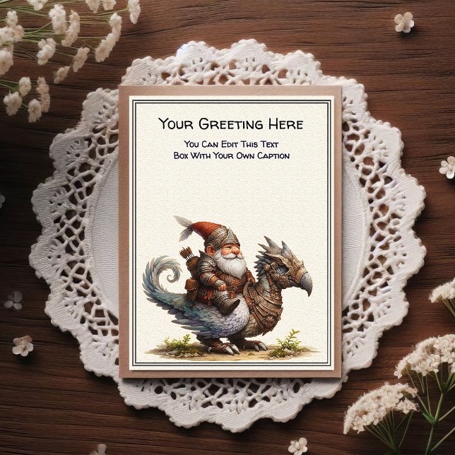 Cartão Postal Any Occasion Gnome and Elven Warrior Storybook (Criador carregado)