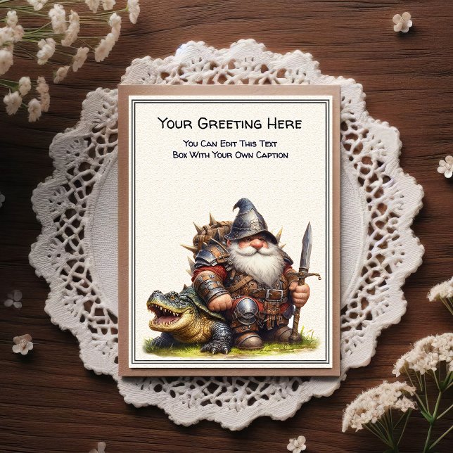 Cartão Postal Any Occasion Gnome and Elven Warrior Storybook (Criador carregado)