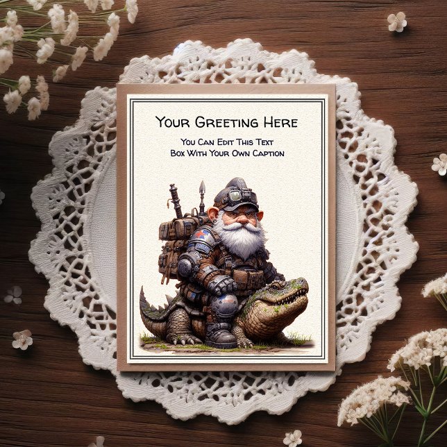 Cartão Postal Any Occasion Gnome and Elven Warrior Storybook (Criador carregado)