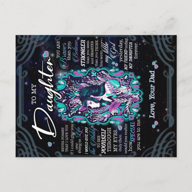 Cartão Postal Ao Meu Presente Filha, Carta À Filha Do Pai (Frente)