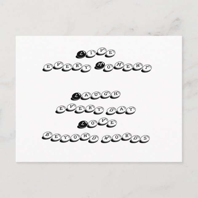 Cartão Postal ao vivo, ria, amor, citação postal (Frente)