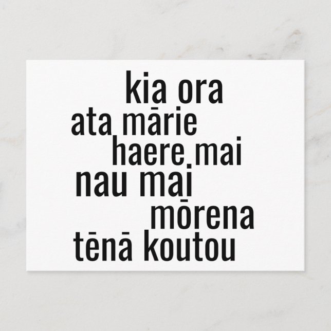 CARTÃO POSTAL AOTEAROA NEW ZEALAND MĀORI LANGUAGE GREETINGS KIWI (Frente)