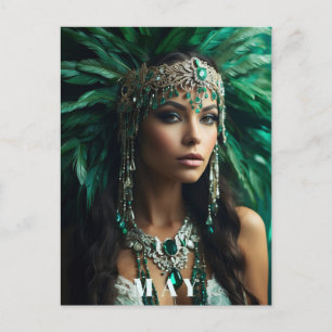 Cartão Postal *~ AP53 Boho May Goddess BIRTHDAY Emerald