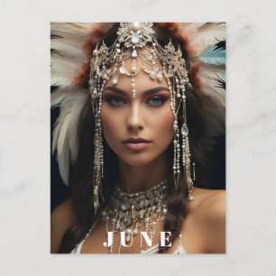 Cartão Postal *~ AP53 JUNHO Pérolas ANIVERSÁRIO Boho Mulher