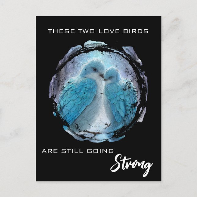 Cartão Postal *~* AP54 Art Anniversário Love Birds Winter (Frente)