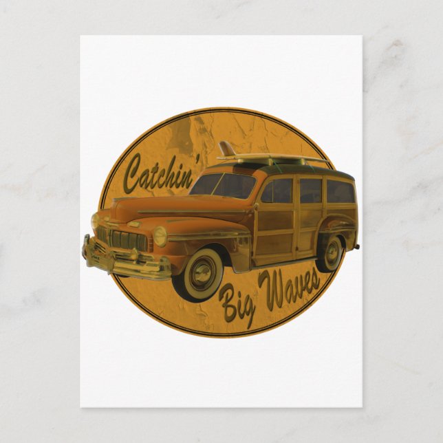 Cartão Postal apanhando grandes ondas na floresta (Frente)