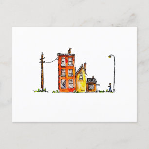 Cartão Postal Apartamento de Aquarela com Luz de Rua