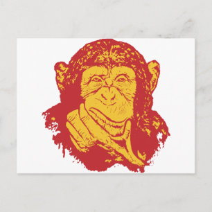 Cartão Postal Ape Em Pensamentos Profundos