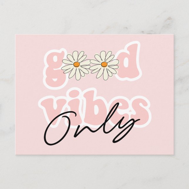 Cartão Postal Apenas Boas Vibrações Slogan Hippie dos Anos 70 (Frente)